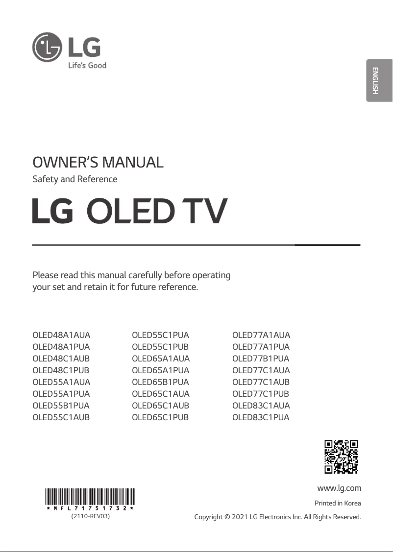 Página 1 del manual Manual de usuario LG OLED77A1PUA