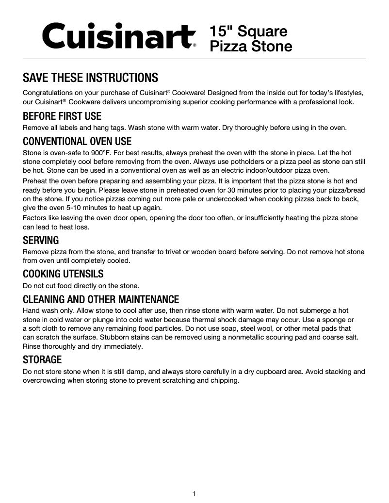 Page n°1 - Manuel utilisateur Cuisinart CPS-15