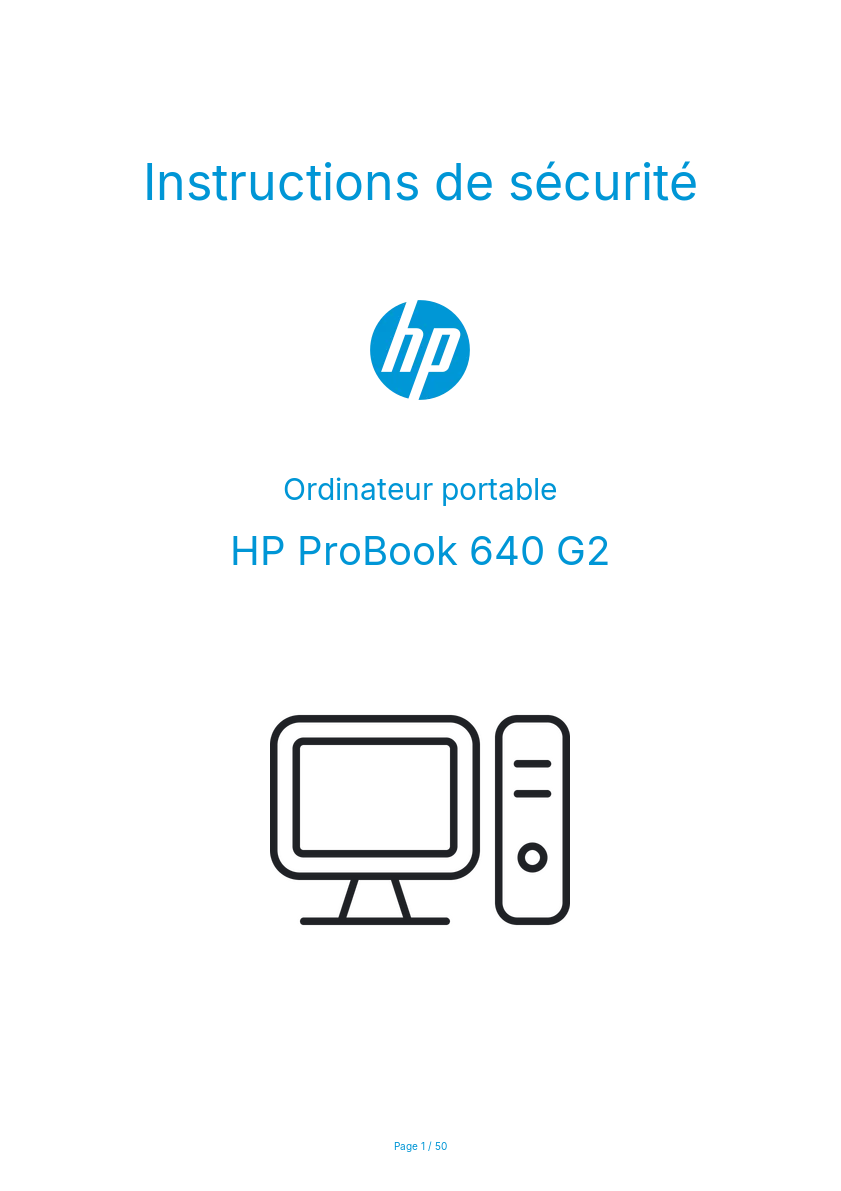 Page n°1 - Instructions de sécurité HP ProBook 640 G2