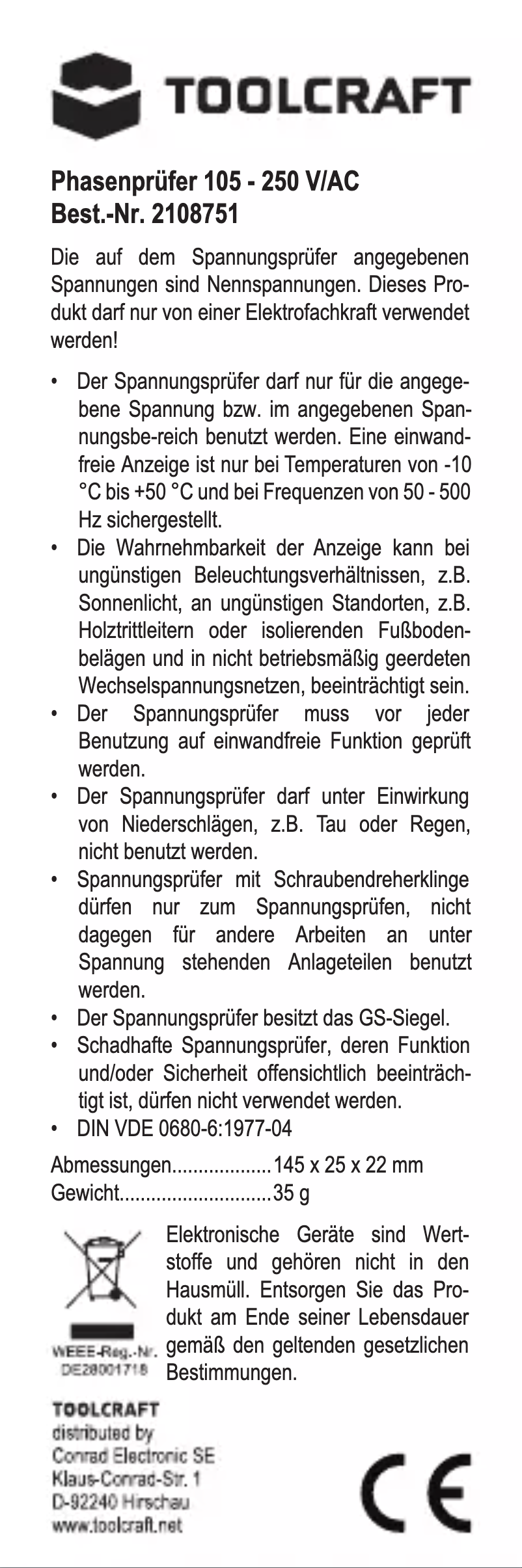 Page n°1 - Manuel utilisateur Toolcraft WHS-017