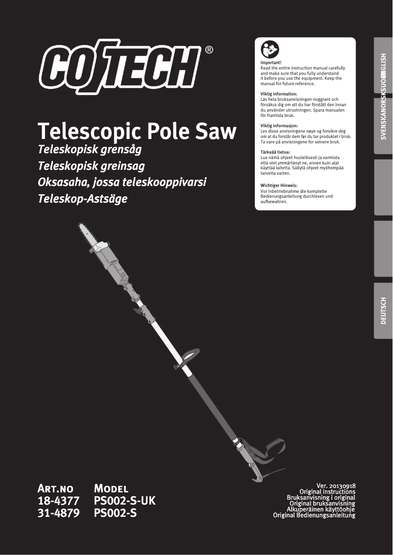 Page n°1 - Manuel utilisateur Cotech PS002-S