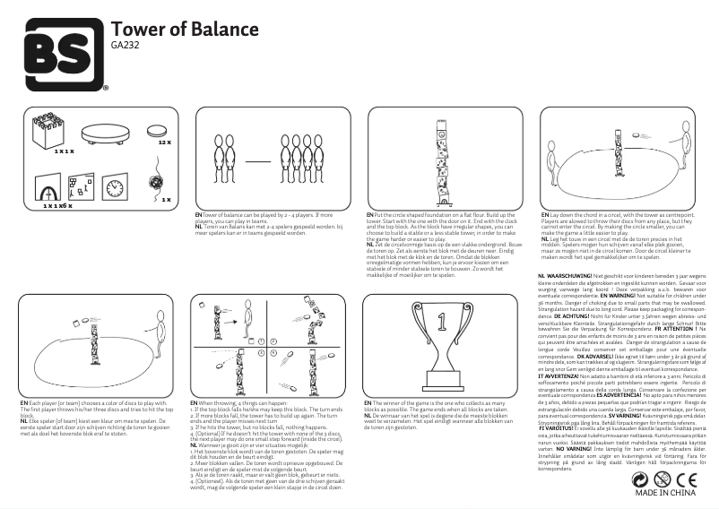 Page n°1 - Manuel utilisateur BS Tower of Balance GA232