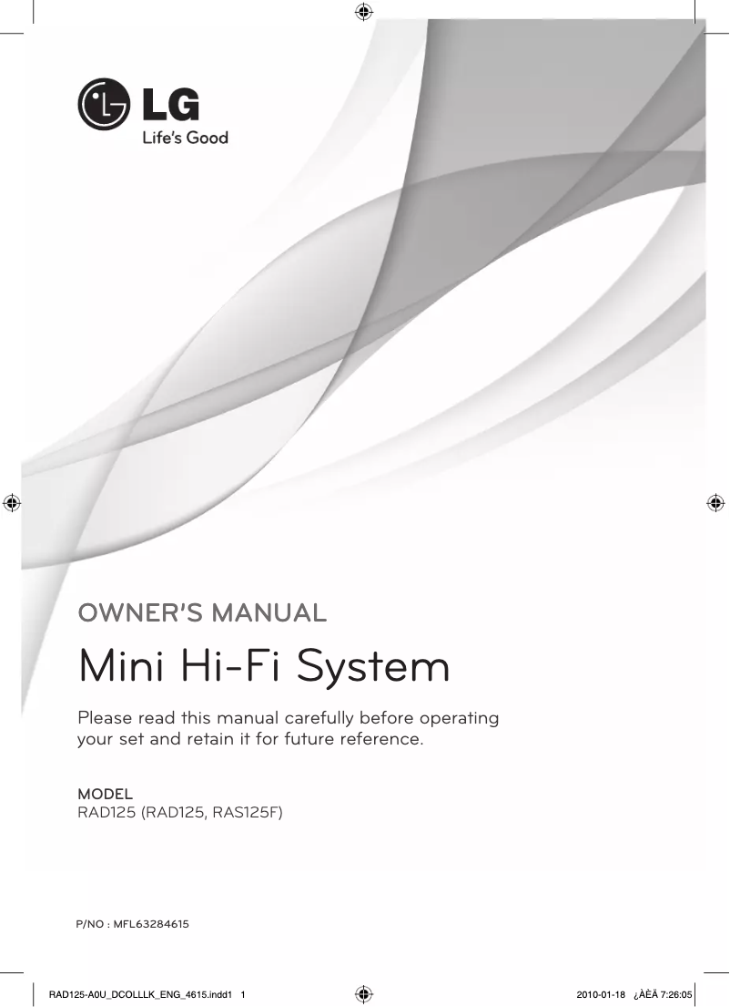 Page 1 de la notice Manuel utilisateur LG RAD125