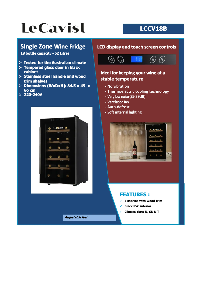Page 1 of the manual Technical Sheet LeCavist LCCV18B