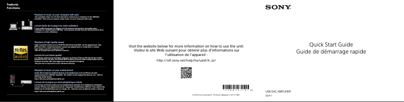 Page 1 de la notice Guide de démarrage rapide Sony UDA-1