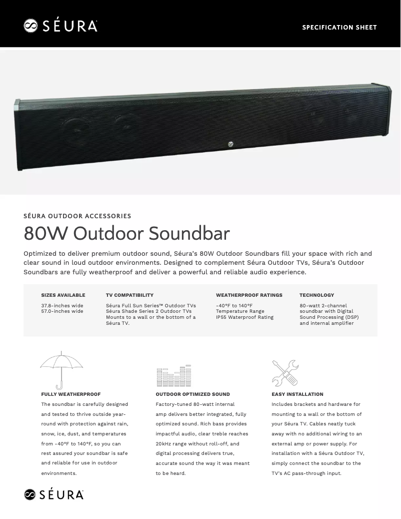 Page 1 de la notice Fiche technique Seura SSB-1