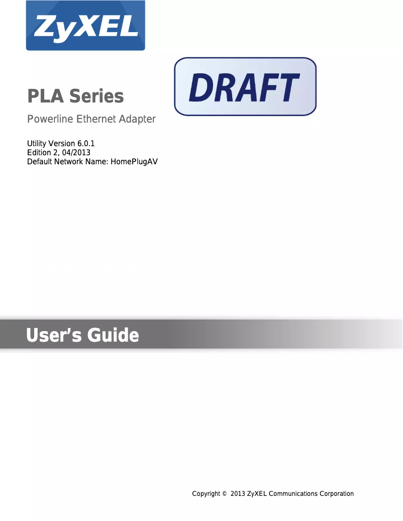 Page 1 de la notice Manuel utilisateur ZyXEL PLA5205