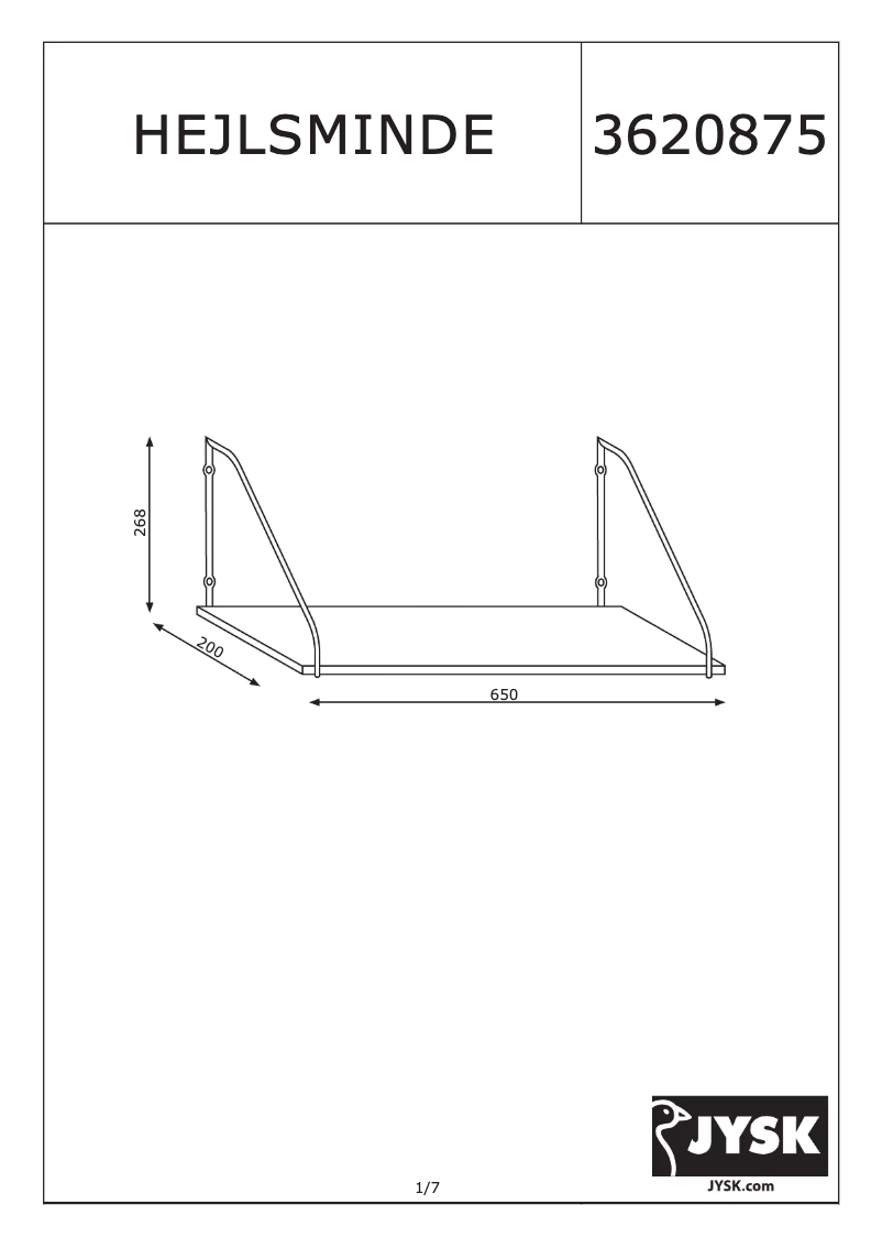 Page n°1 - Manuel utilisateur JYSK Hejlsminde (65x28x20)
