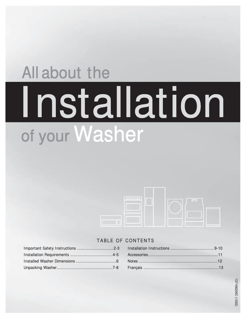 Page 1 de la notice Guide d'installation Frigidaire FAFW3574KB