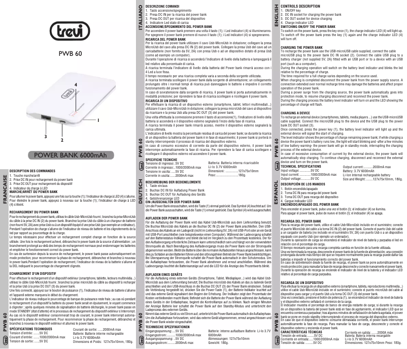 Page 1 de la notice Manuel utilisateur Trevi PWB 60