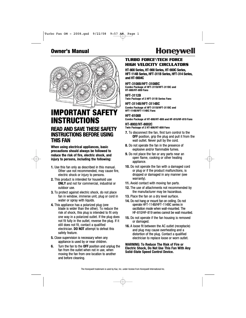 Image de la première page du manuel de l'appareil HT-904