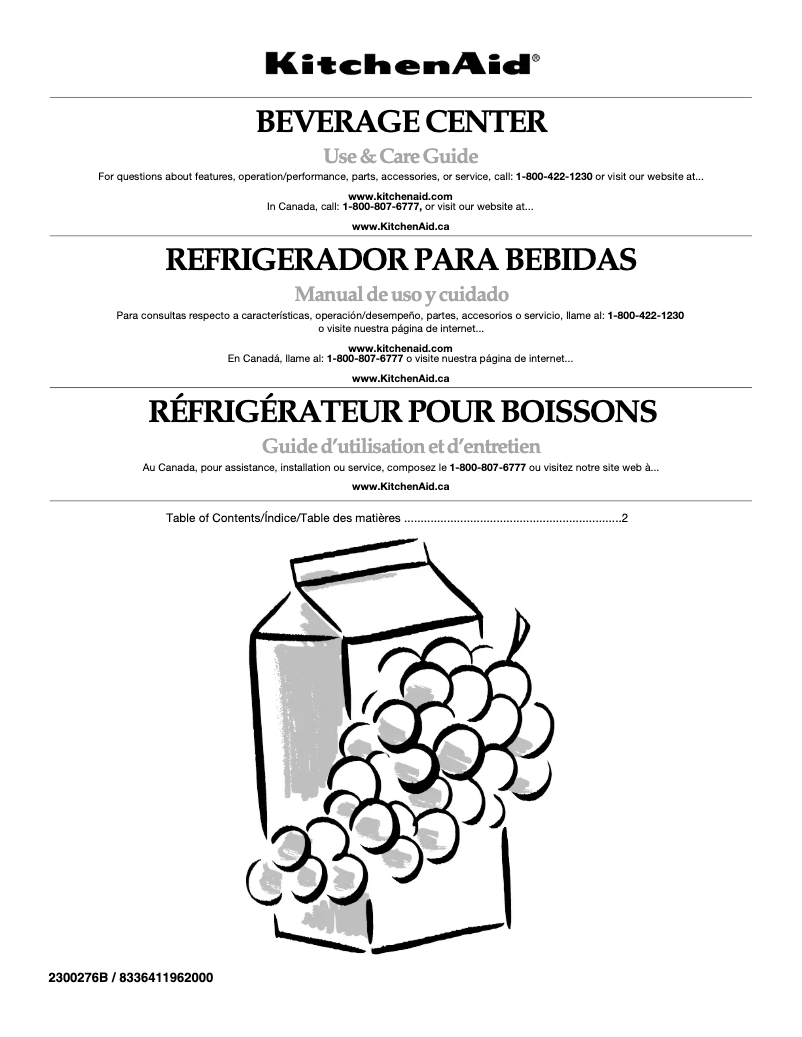 Page 1 de la notice Manuel utilisateur KitchenAid Architect KBCS24LSBS