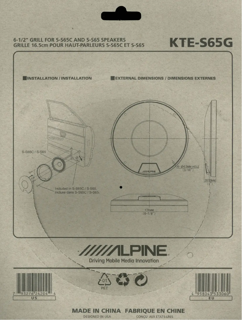 Page n°1 - Manuel utilisateur Alpine KTE-S65G