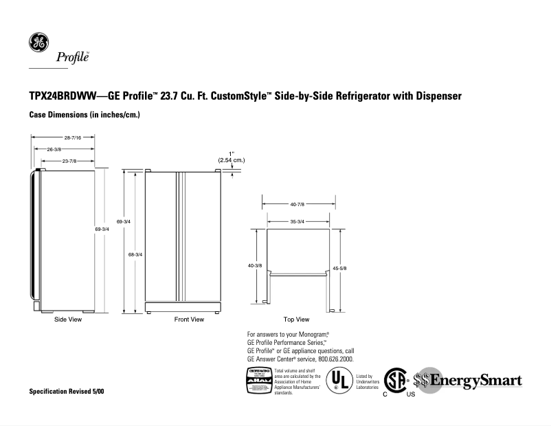 Image de la première page du manuel de l'appareil Profile TPX24BRDWW