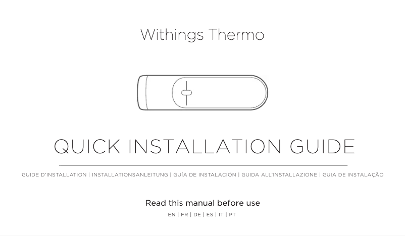 Page n°1 - Guide d'installation Withings Thermo