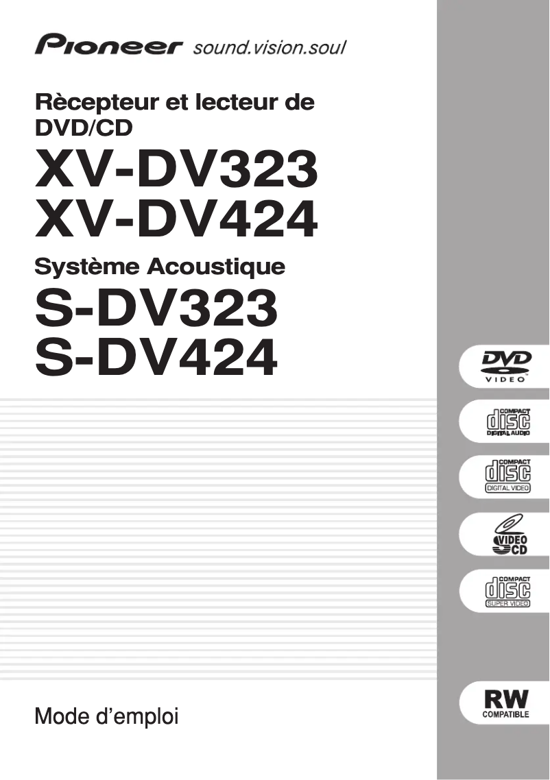 Image de la première page du manuel de l'appareil XV-DV323