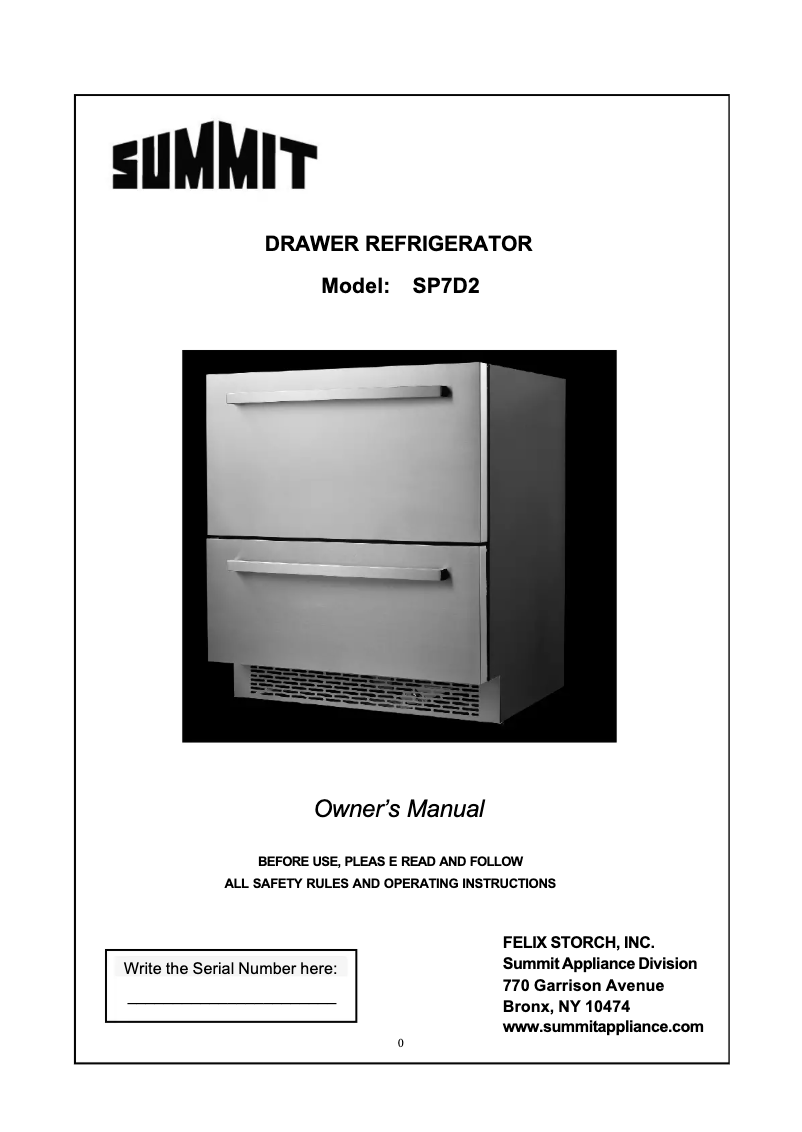 Image de la première page du manuel de l'appareil SP7D2