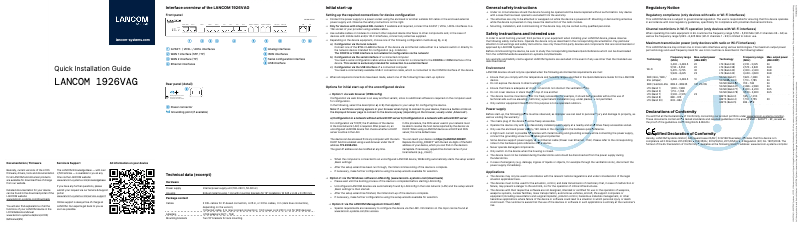 Page 1 de la notice Guide d'installation Lancom 1926VAG