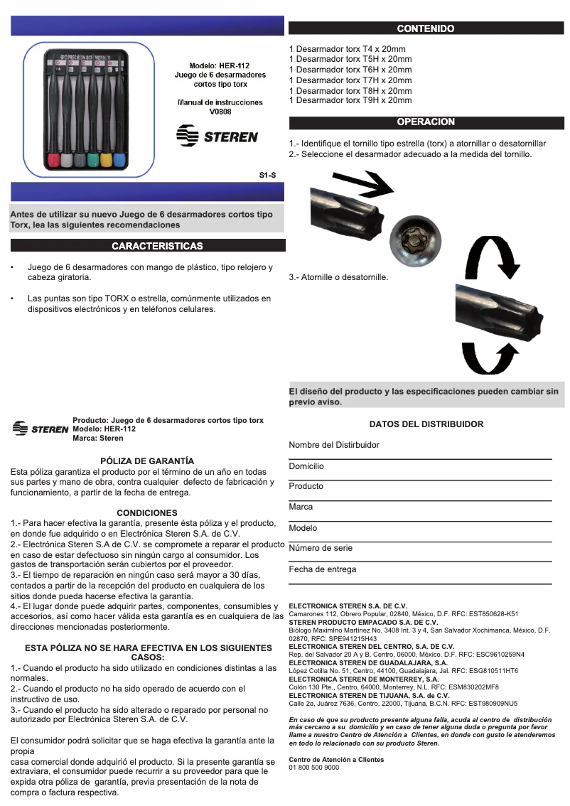 Page 1 de la notice Manuel utilisateur Steren HER-112