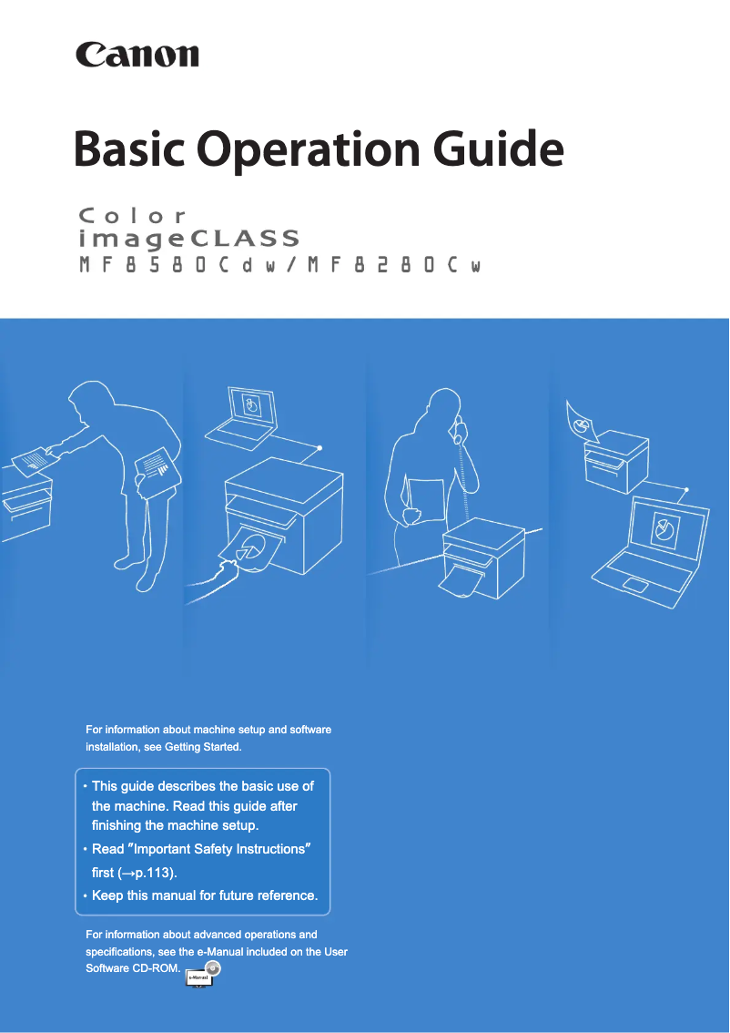 Image de la première page du manuel de l'appareil i-SENSYS MF8280Cw