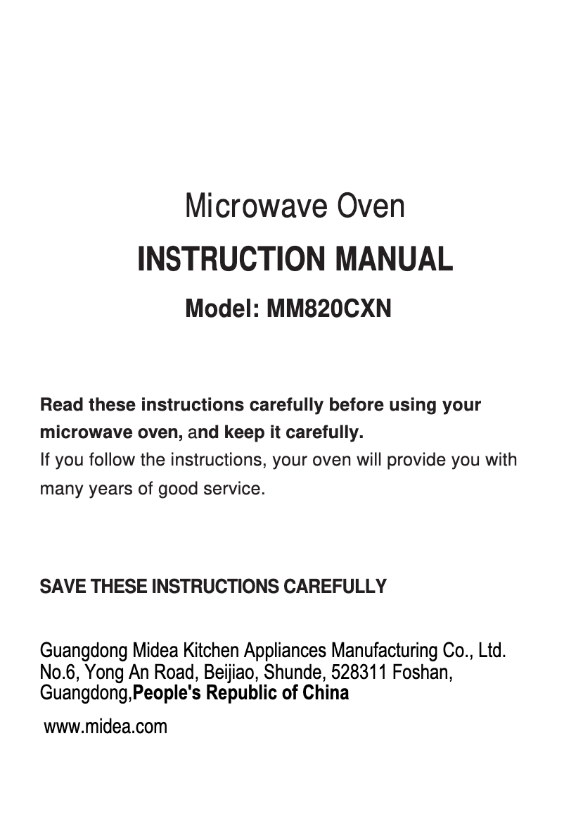 Page n°1 - Manuel utilisateur Cello MM820CXN