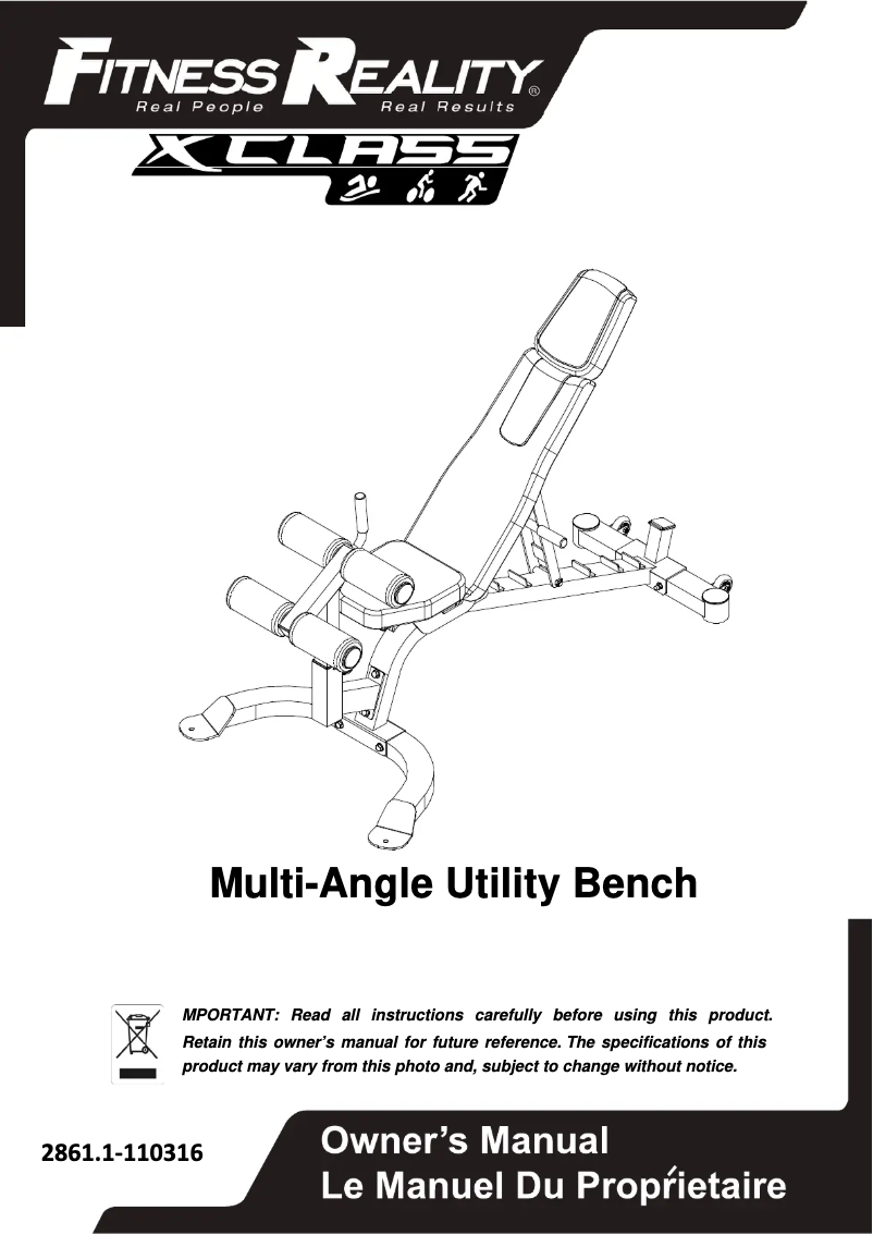 Página 1 del manual Manual de usuario Fitness Reality 2867