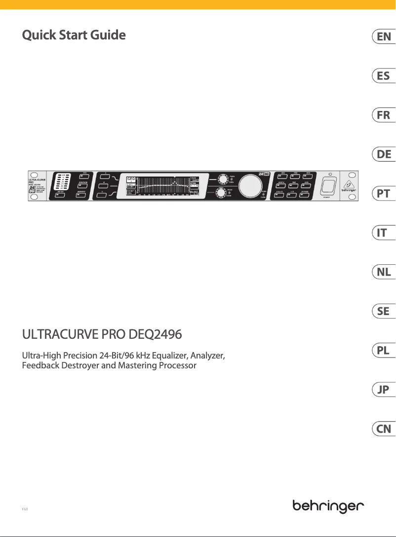 Page n°1 - Guide de démarrage rapide Behringer Ultracurve Pro DEQ2496