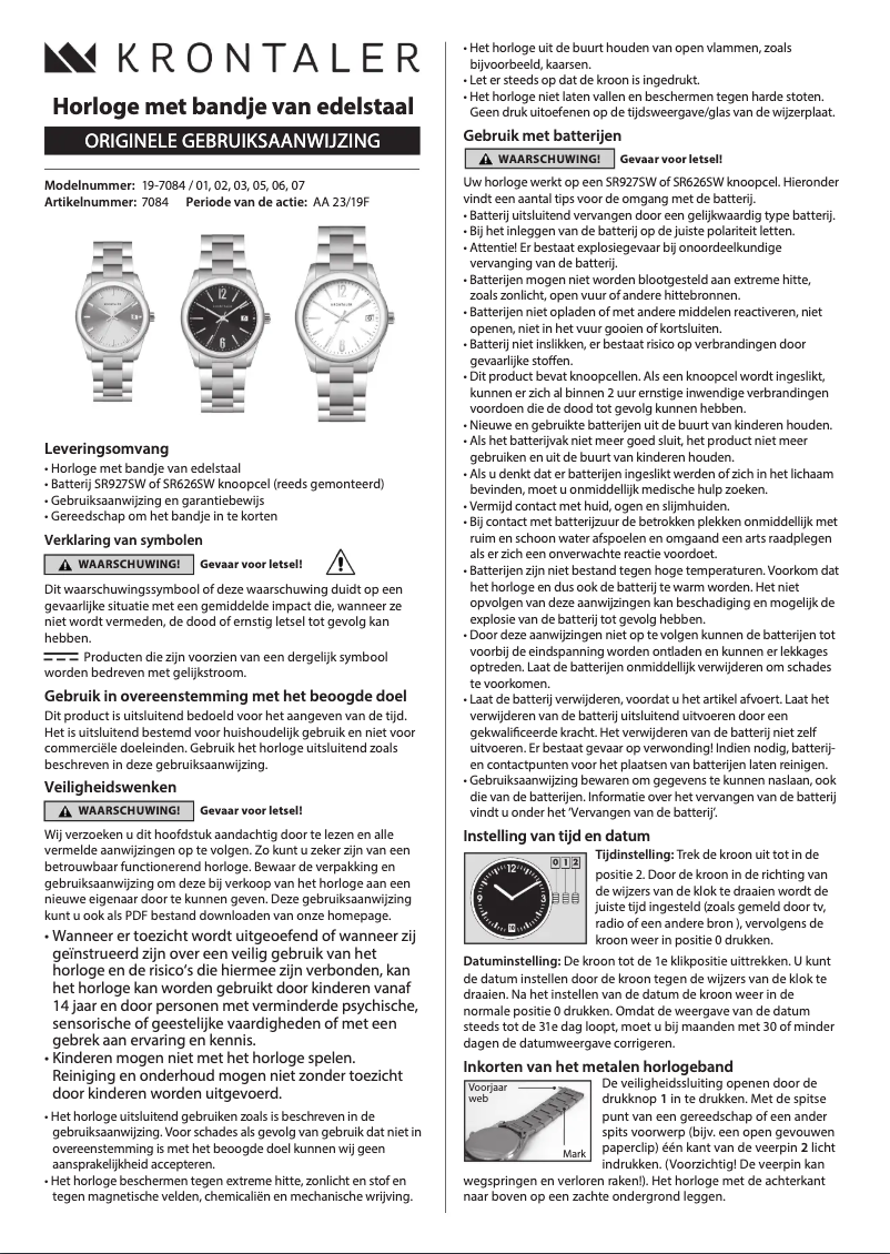 Page 1 de la notice Manuel utilisateur Krontaler 7084