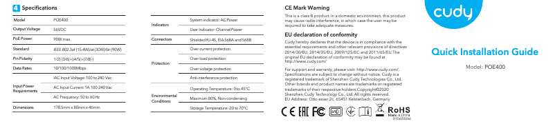 Image de la première page du manuel de l'appareil POE400