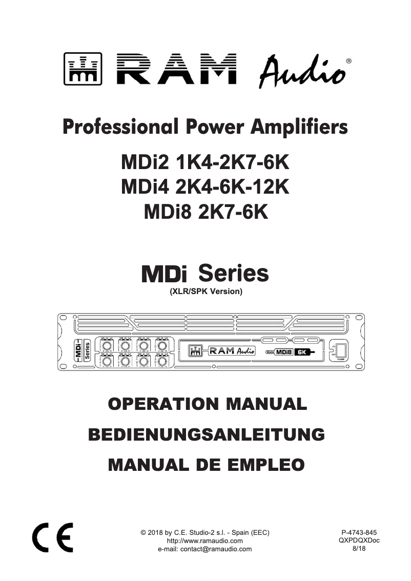 Page 1 de la notice Manuel utilisateur Ram Audio MDi2-6K S/X
