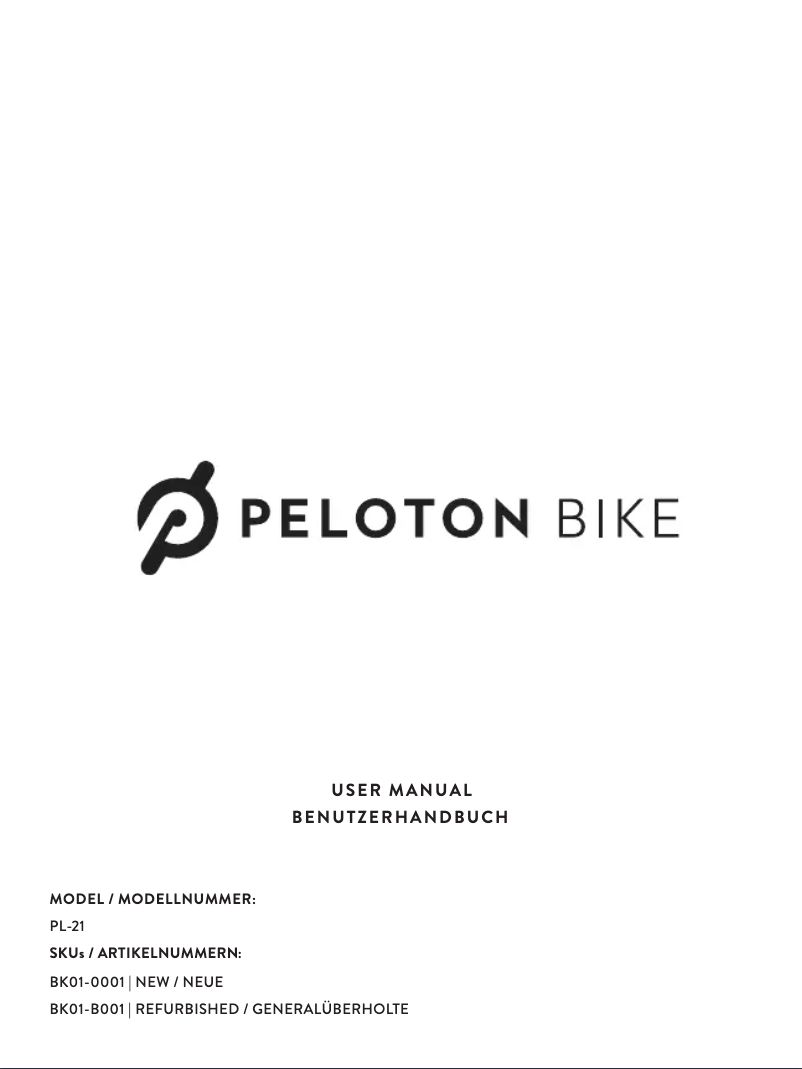 Page 1 de la notice Manuel utilisateur Peloton Bike