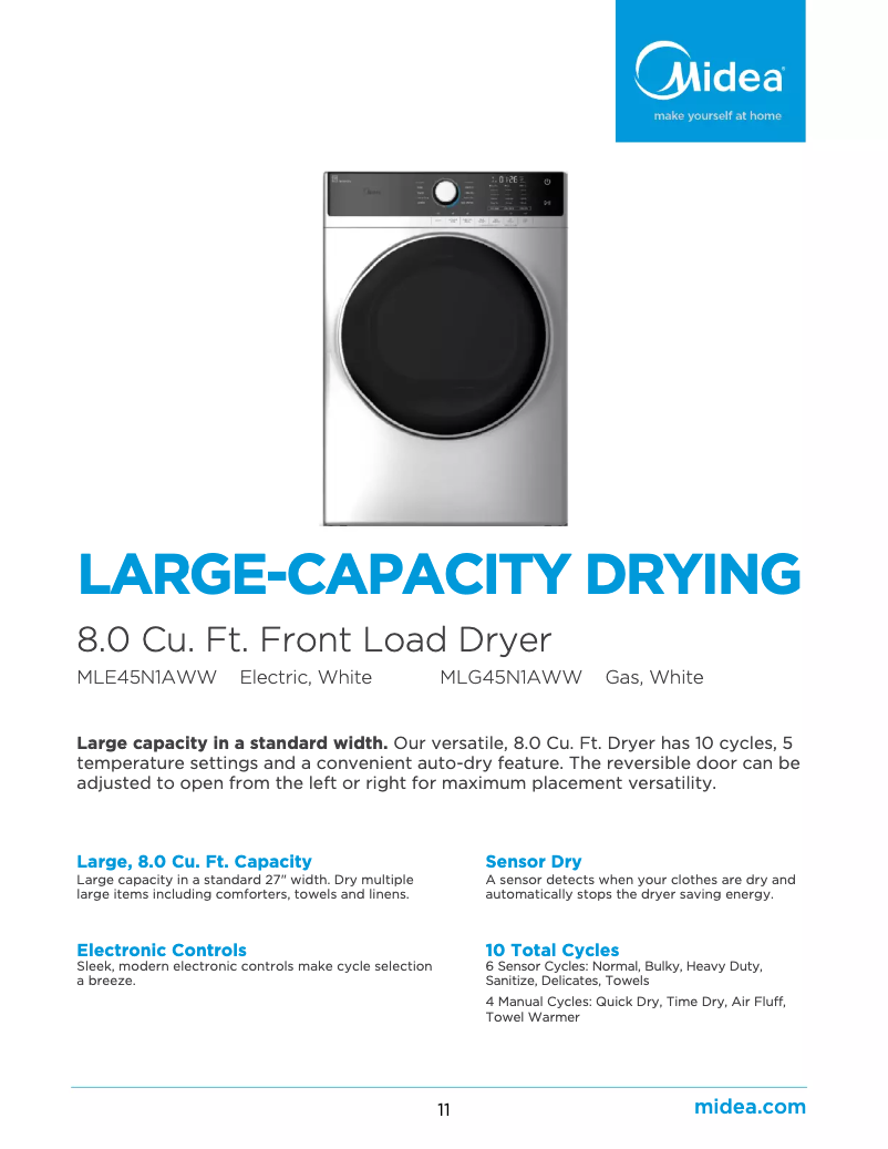 Page 1 de la notice Manuel utilisateur Midea MLG45N1AWW