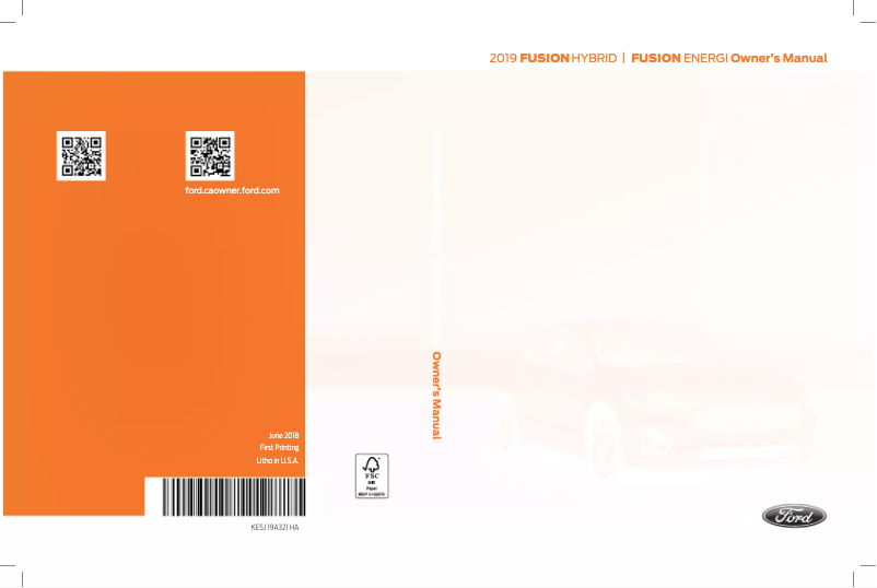 Page 1 de la notice Manuel utilisateur Ford Fusion Energi (2019)
