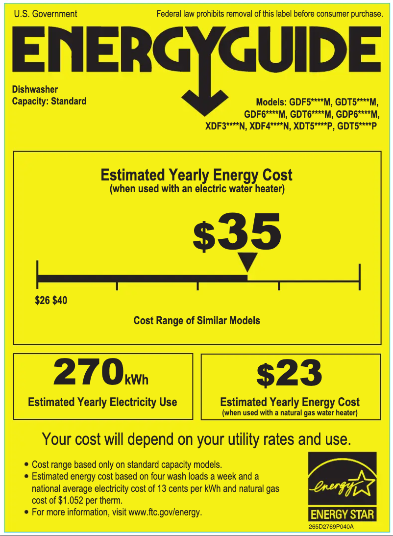 Page n°1 - Label énergétique Crosley XDF300PGNWW