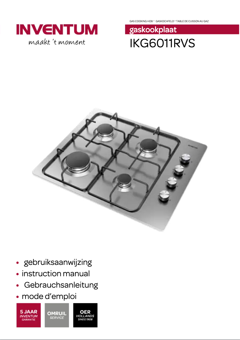 Page 1 de la notice Manuel utilisateur Inventum IKG6010RVS