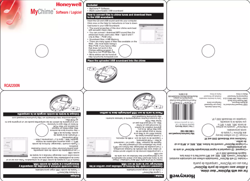 Page 1 de la notice Manuel utilisateur Honeywell RCA2200N