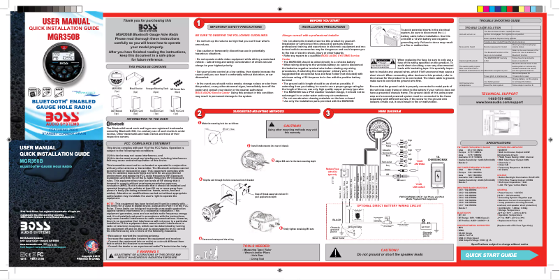 Page n°1 - Manuel utilisateur Boss MGR350B