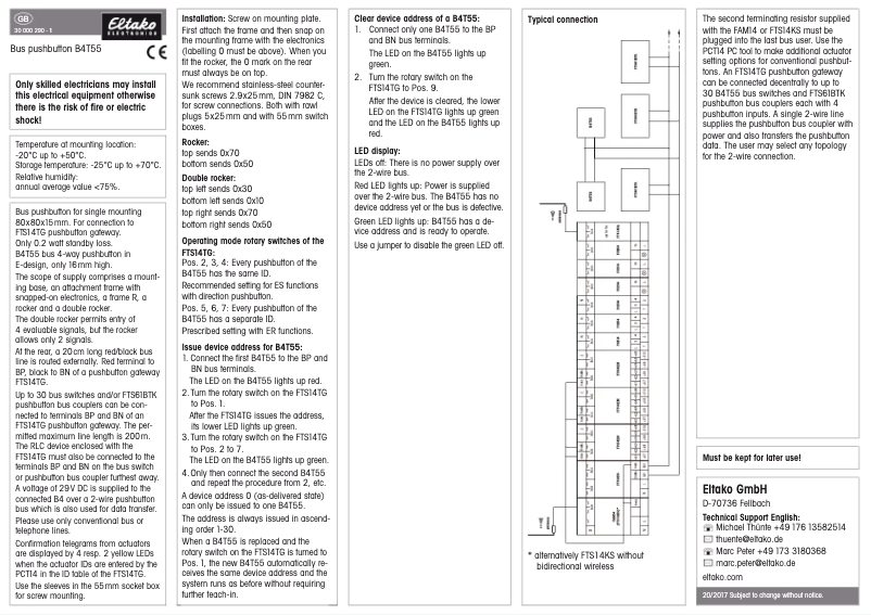 Page 1 de la notice Manuel utilisateur Eltako B4T55