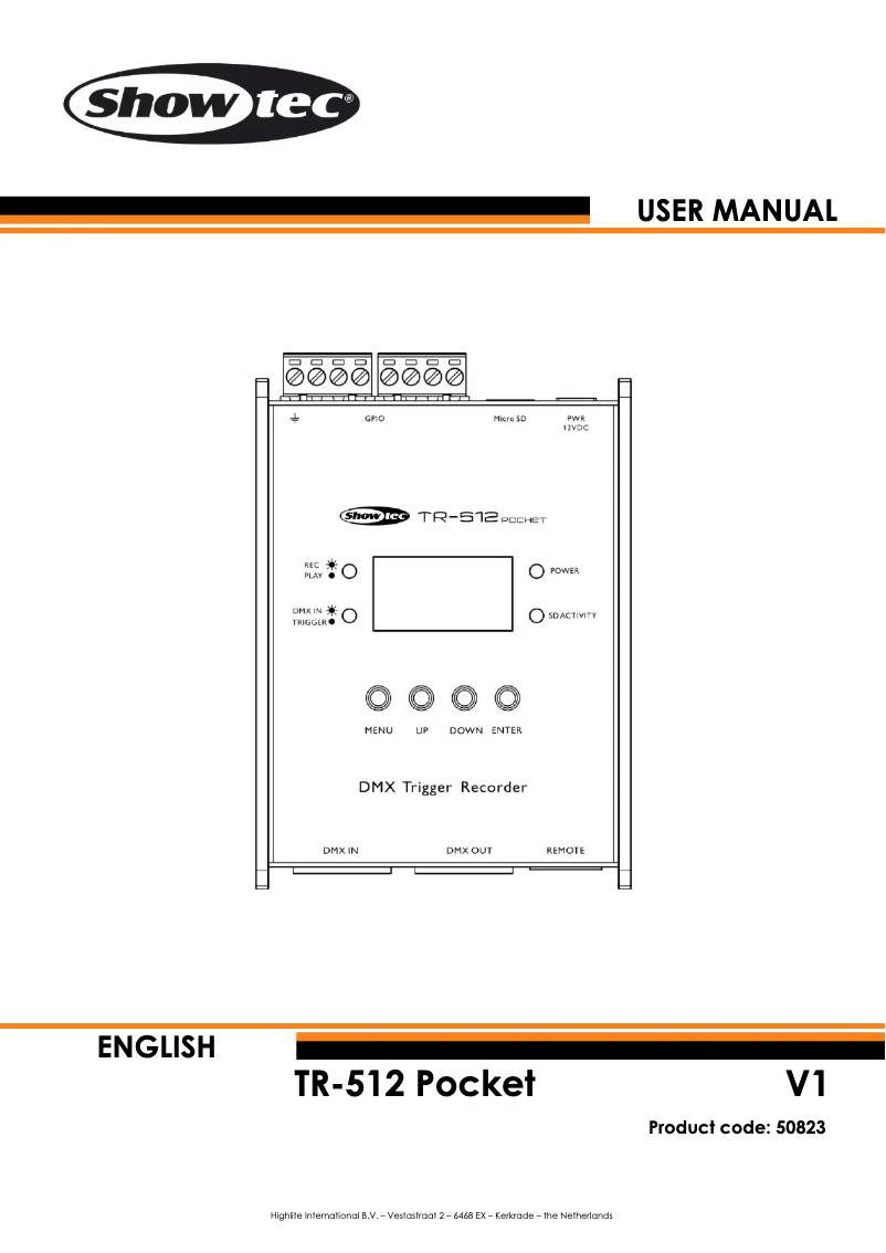 Page n°1 - Manuel utilisateur Showtec TR-512 Pocket