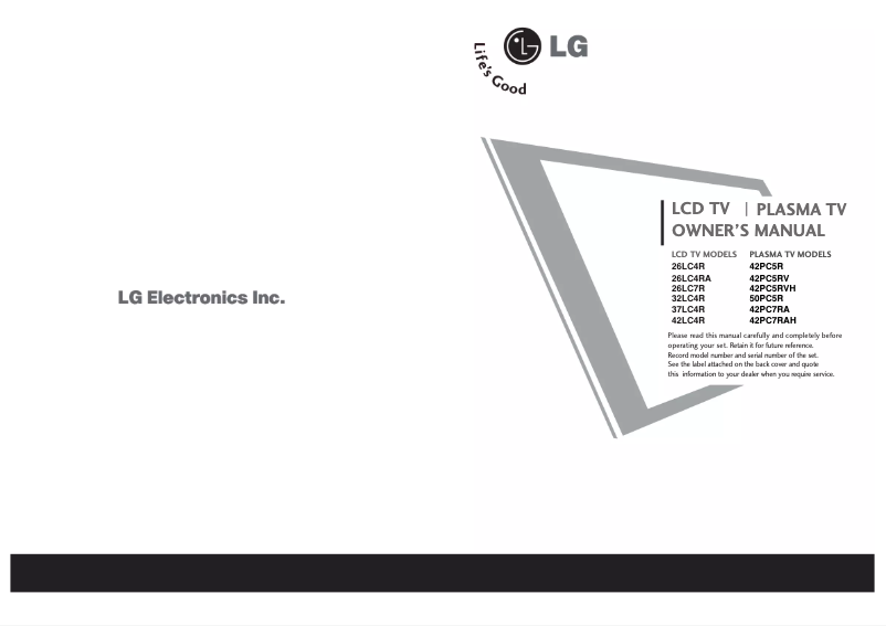 Page 1 de la notice Manuel utilisateur LG 42PC7RAH