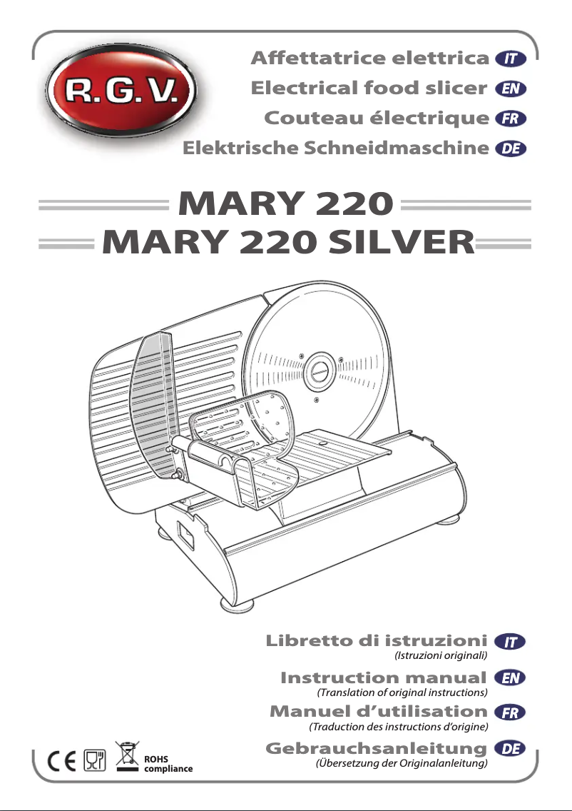 Page 1 de la notice Manuel utilisateur RGV MARY 220
