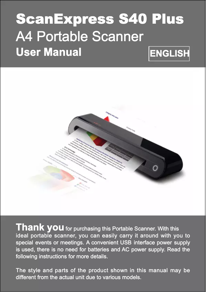 Page n°1 - Manuel utilisateur Mustek ScanExpress S40 Plus