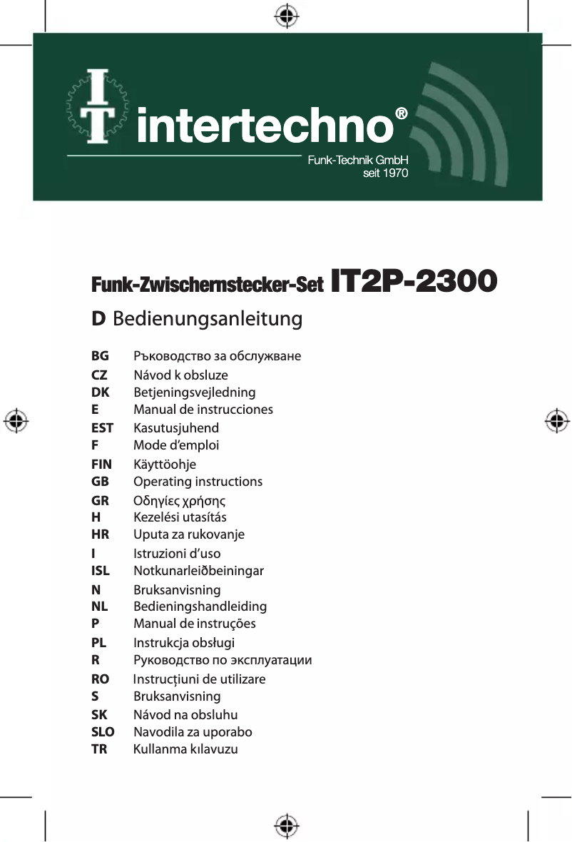 Page 1 de la notice Manuel utilisateur Intertechno IT2P-2300