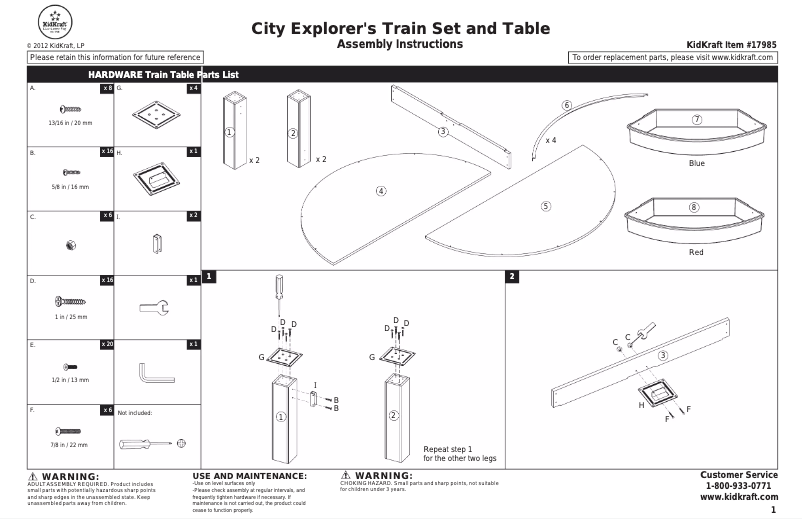 Page n°1 - Manuel utilisateur KidKraft City Explorer's Train Set And Table