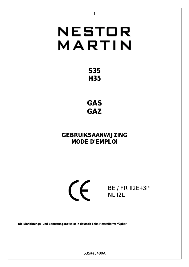 Page 1 de la notice Manuel utilisateur Nestor Martin H35