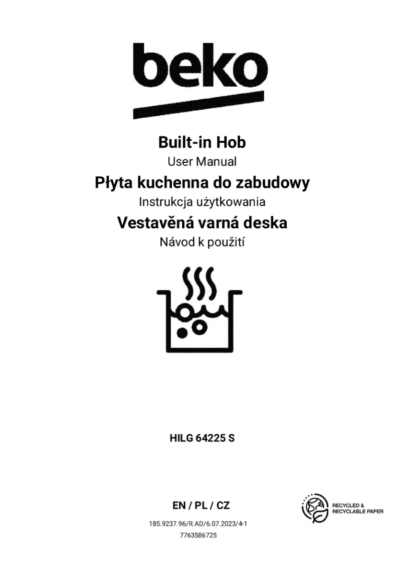 Page 1 de la notice Manuel utilisateur Beko HILG 64225 S