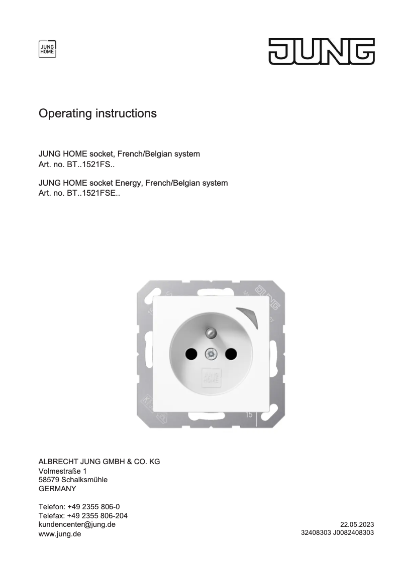 Page 1 de la notice Manuel utilisateur JUNG BTES1521FSE-L