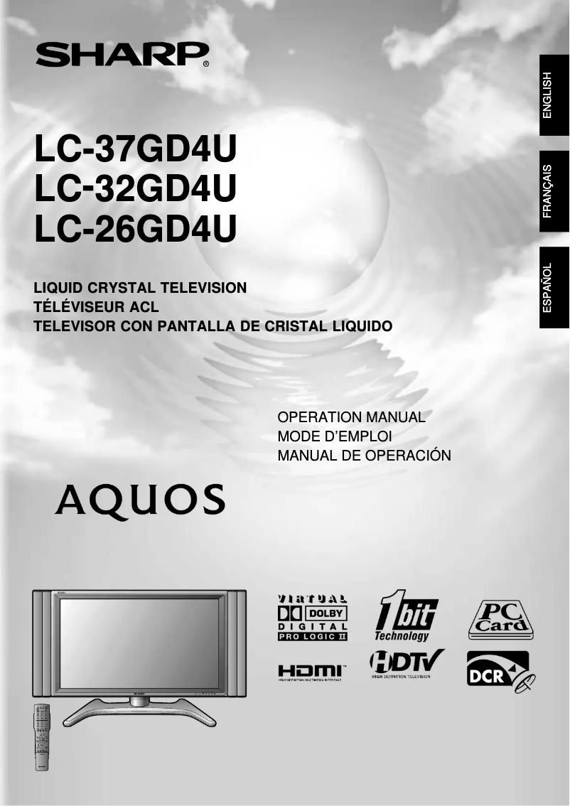 Page n°1 - Manuel utilisateur Sharp LC-37GD4U