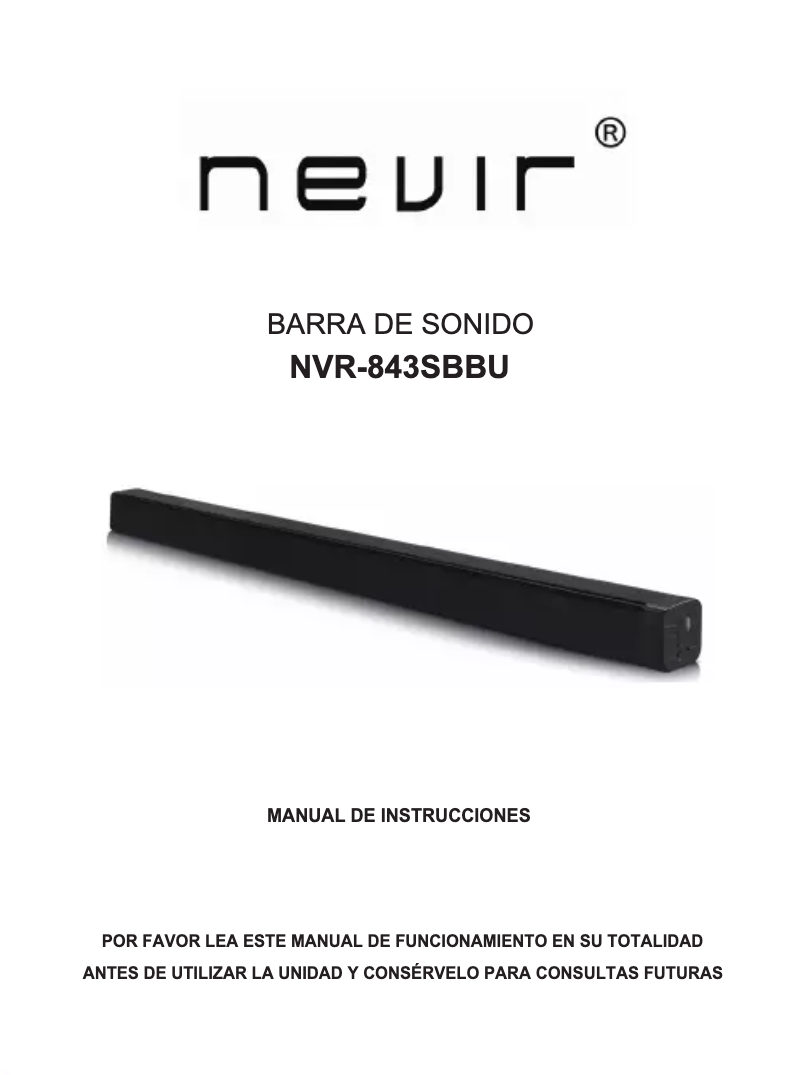 Page n°1 - Manuel utilisateur Nevir NVR-843SBBU