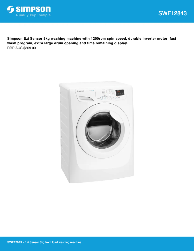 Página 1 del manual Ficha técnica Simpson SWF12843